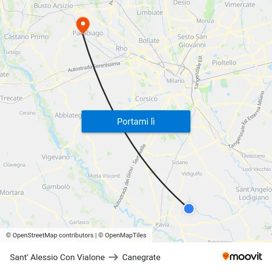Sant' Alessio Con Vialone to Canegrate map