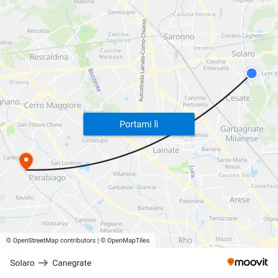 Solaro to Canegrate map