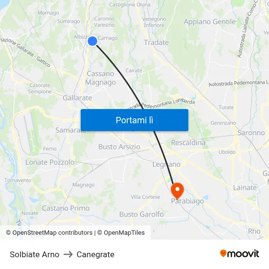 Solbiate Arno to Canegrate map