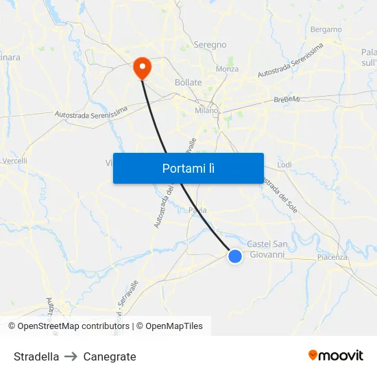 Stradella to Canegrate map