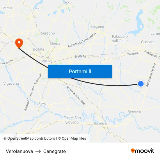 Verolanuova to Canegrate map