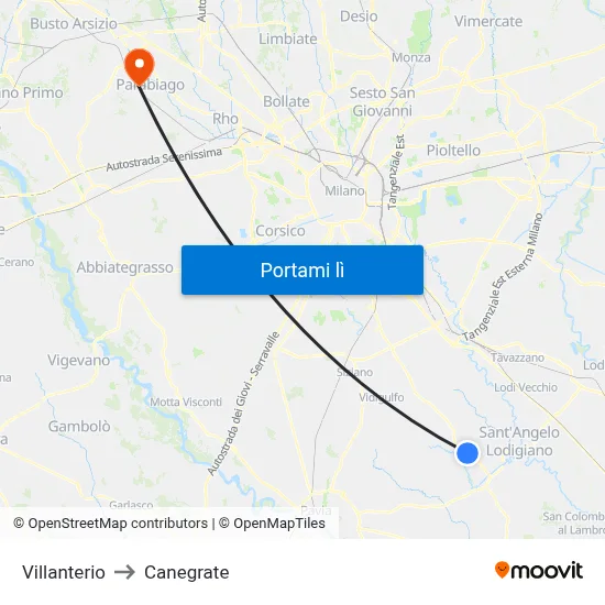 Villanterio to Canegrate map