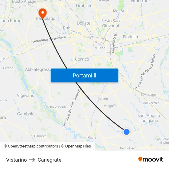 Vistarino to Canegrate map