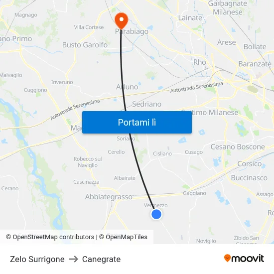 Zelo Surrigone to Canegrate map