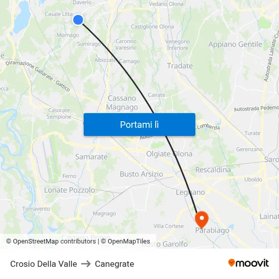 Crosio Della Valle to Canegrate map