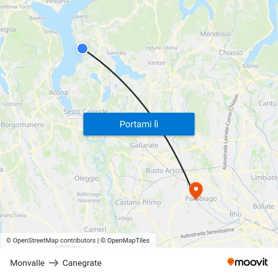 Monvalle to Canegrate map