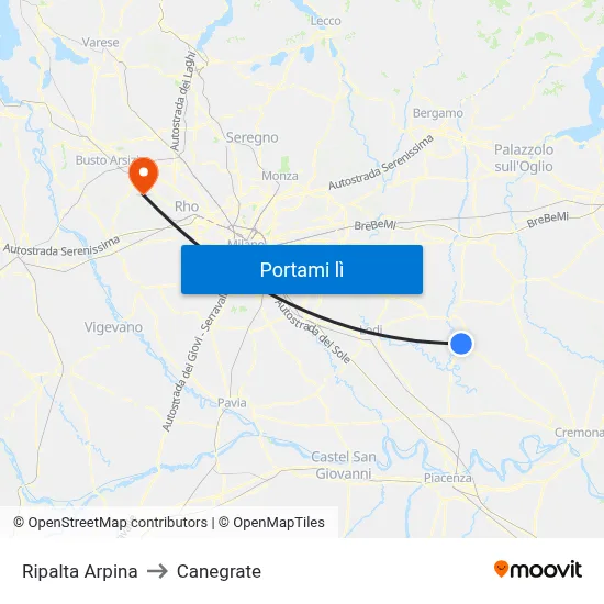 Ripalta Arpina to Canegrate map