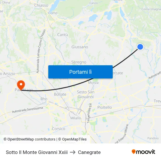 Sotto Il Monte Giovanni Xxiii to Canegrate map