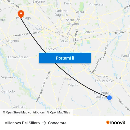 Villanova Del Sillaro to Canegrate map