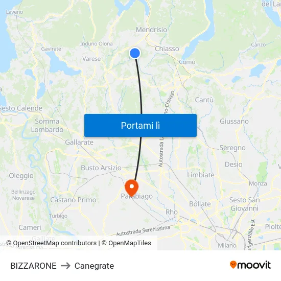 BIZZARONE to Canegrate map
