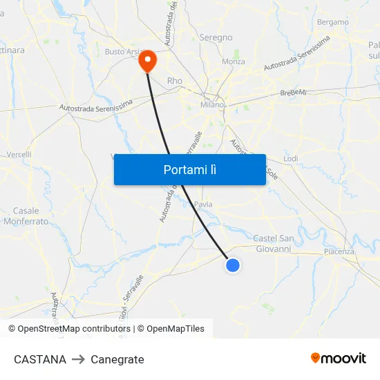 CASTANA to Canegrate map