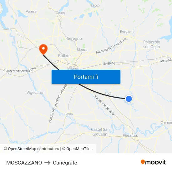 MOSCAZZANO to Canegrate map