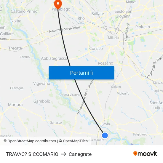 TRAVAC? SICCOMARIO to Canegrate map