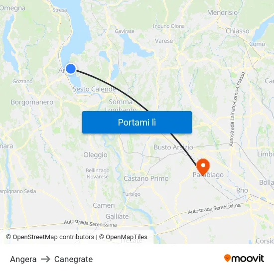 Angera to Canegrate map