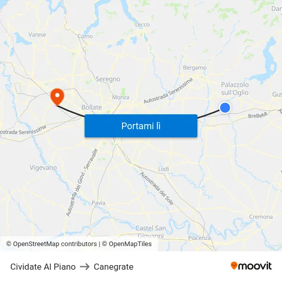 Cividate Al Piano to Canegrate map