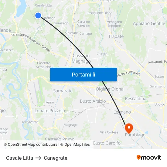 Casale Litta to Canegrate map