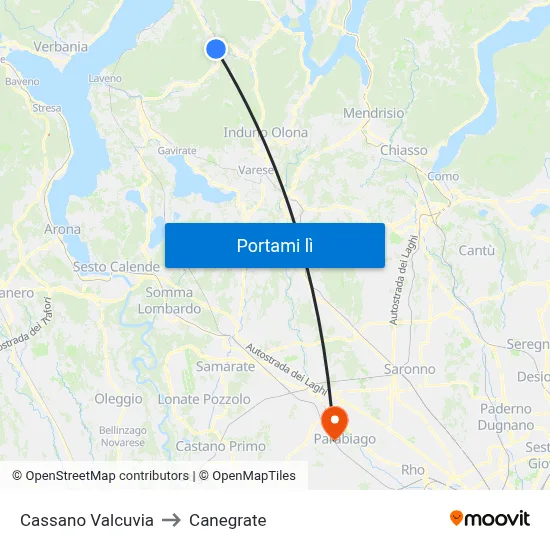 Cassano Valcuvia to Canegrate map