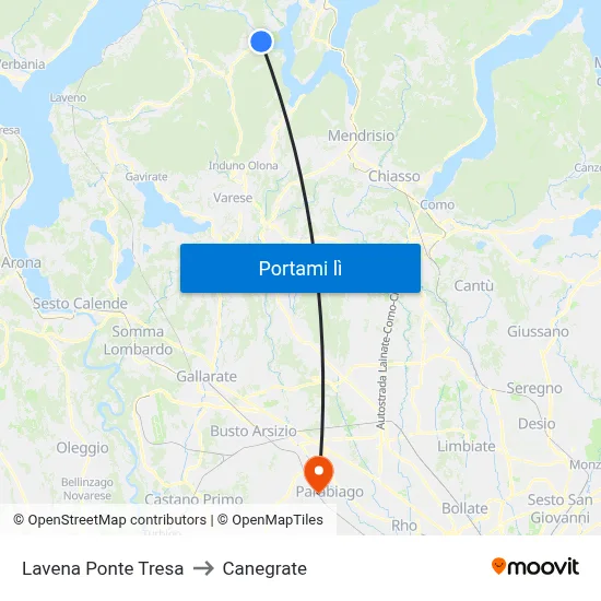 Lavena Ponte Tresa to Canegrate map
