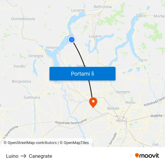 Luino to Canegrate map