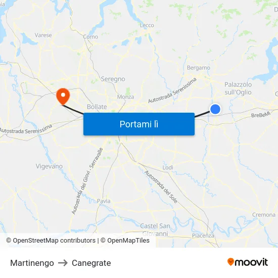 Martinengo to Canegrate map