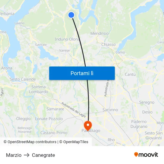 Marzio to Canegrate map