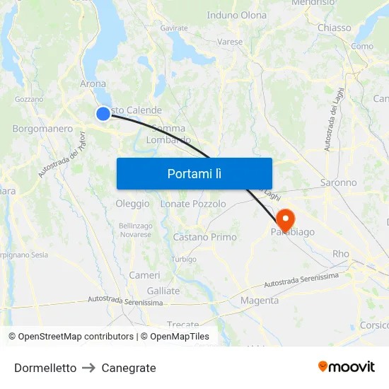 Dormelletto to Canegrate map