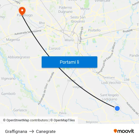 Graffignana to Canegrate map