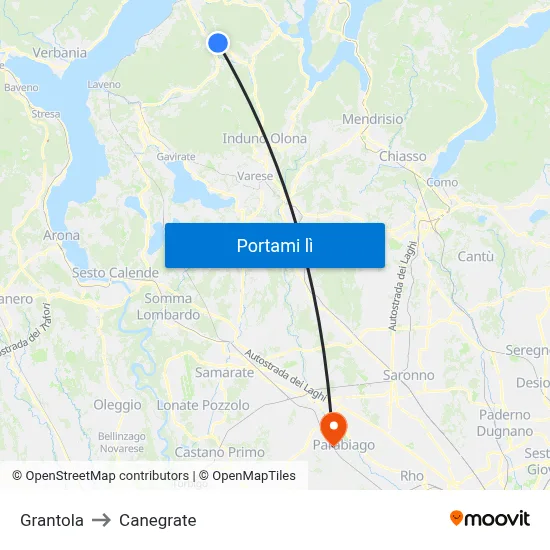 Grantola to Canegrate map