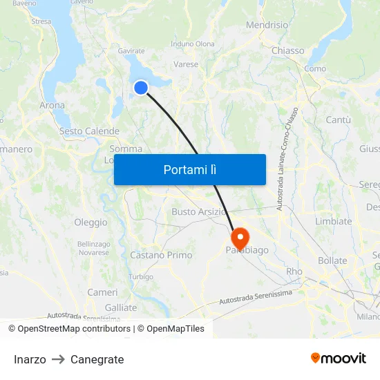Inarzo to Canegrate map