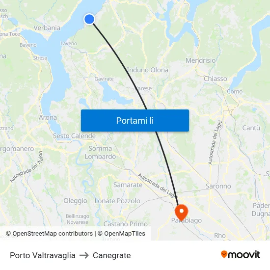 Porto Valtravaglia to Canegrate map