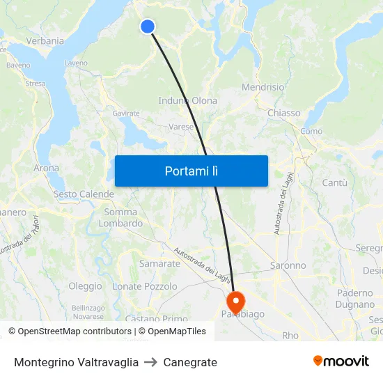 Montegrino Valtravaglia to Canegrate map