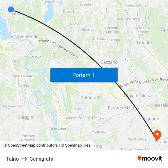 Taino to Canegrate map
