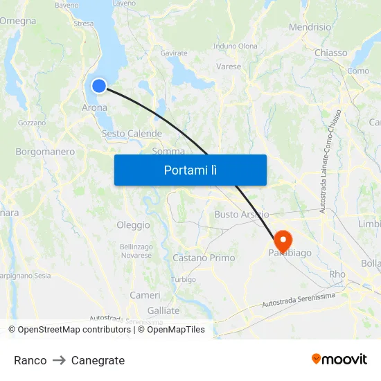 Ranco to Canegrate map