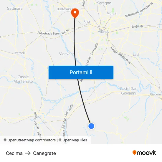 Cecima to Canegrate map