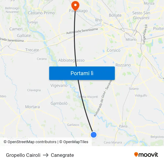 Gropello Cairoli to Canegrate map