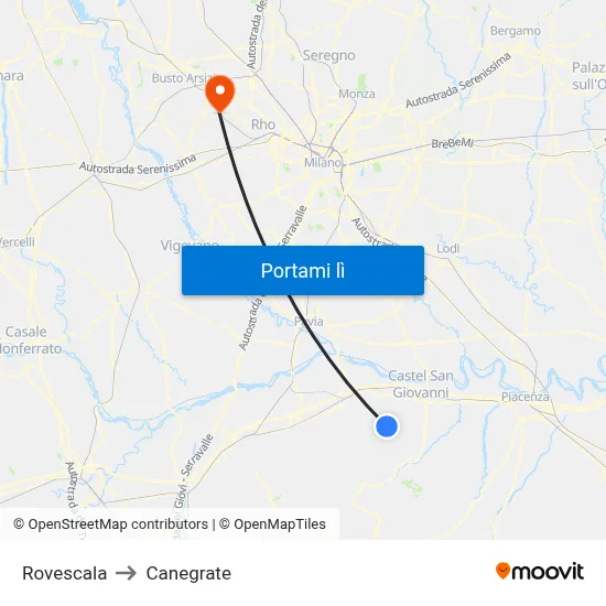 Rovescala to Canegrate map