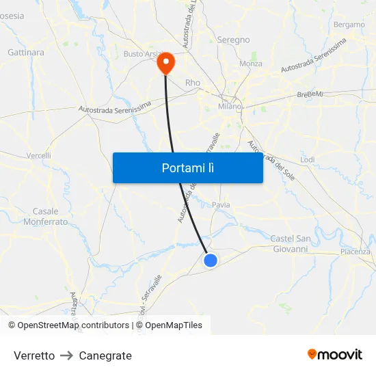 Verretto to Canegrate map