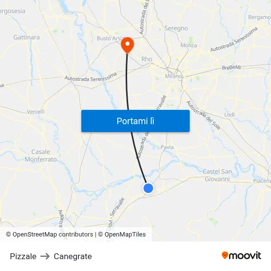 Pizzale to Canegrate map