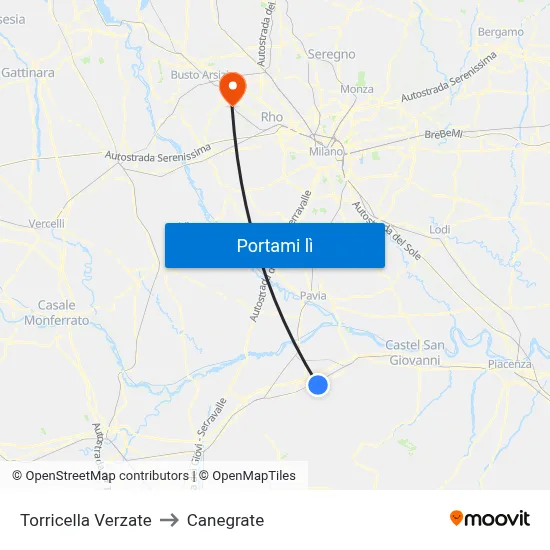 Torricella Verzate to Canegrate map
