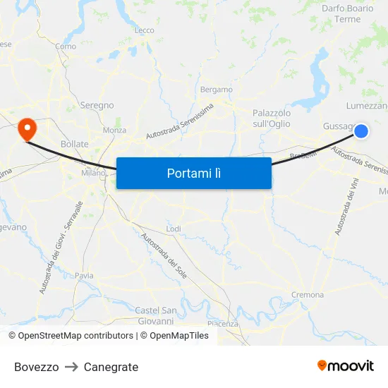 Bovezzo to Canegrate map