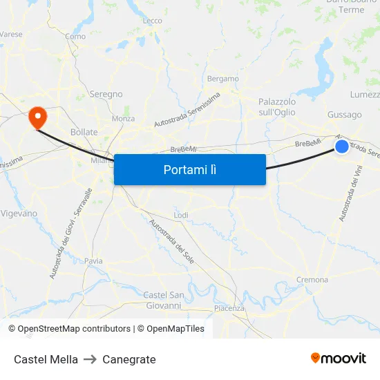 Castel Mella to Canegrate map