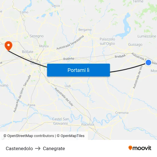 Castenedolo to Canegrate map