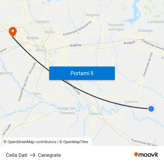 Cella Dati to Canegrate map