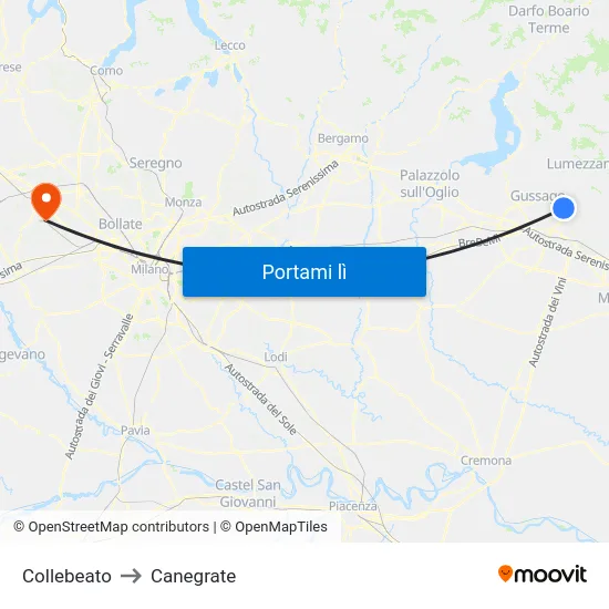 Collebeato to Canegrate map