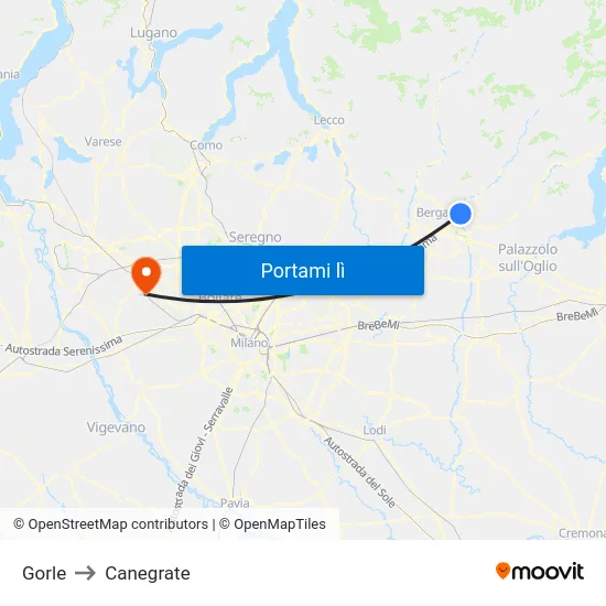 Gorle to Canegrate map
