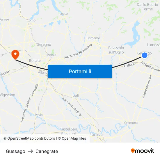 Gussago to Canegrate map