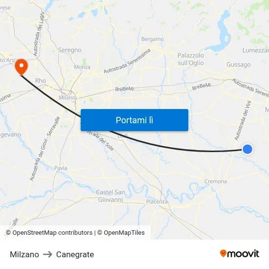 Milzano to Canegrate map