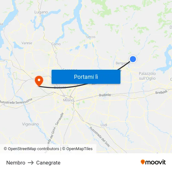 Nembro to Canegrate map