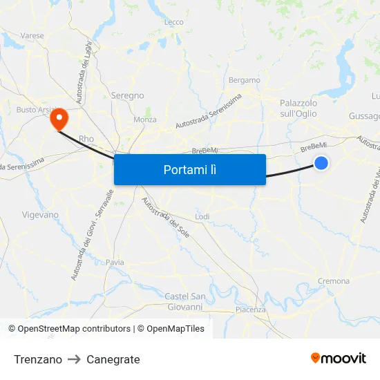 Trenzano to Canegrate map