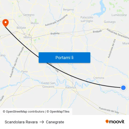 Scandolara Ravara to Canegrate map